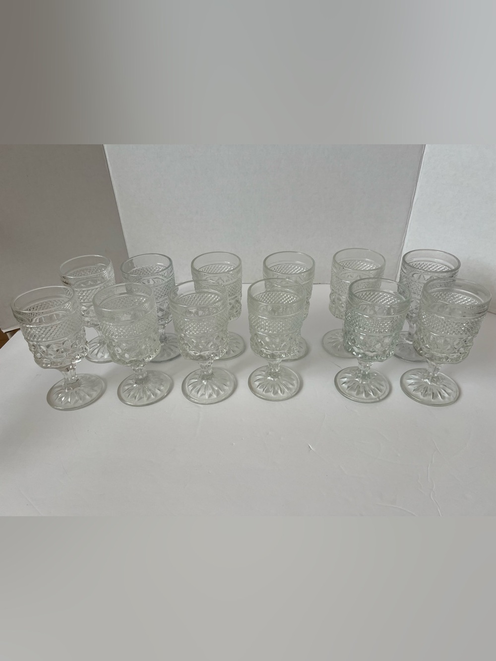 Vintage Anchor Hocking Wexford Claret Wine Goblets Clear Glass Set of 12